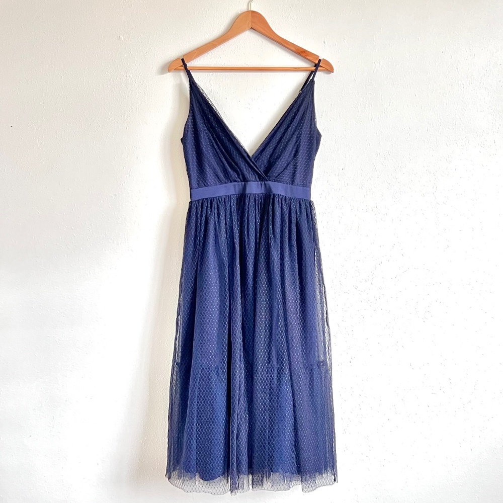 Express Navy Tulle Midi Dress